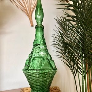 🧞‍♂️💚🍇 Vintage green Fruit basket Empoli Genie bottle, made in Italy
